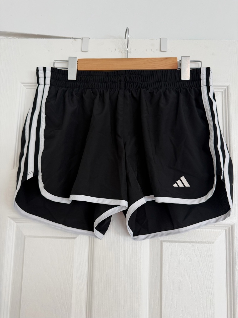 adidas Black Athletic Shorts with White Piping